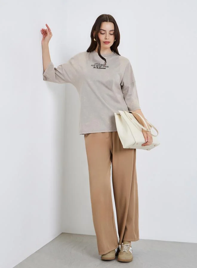ستايلي Women Washed Oversized 100% Cotton T-Shirt